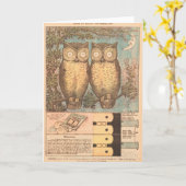 Vintage Uhu niedlich fallender Kind Handwerk Illus Karte (Gelbe Blume)