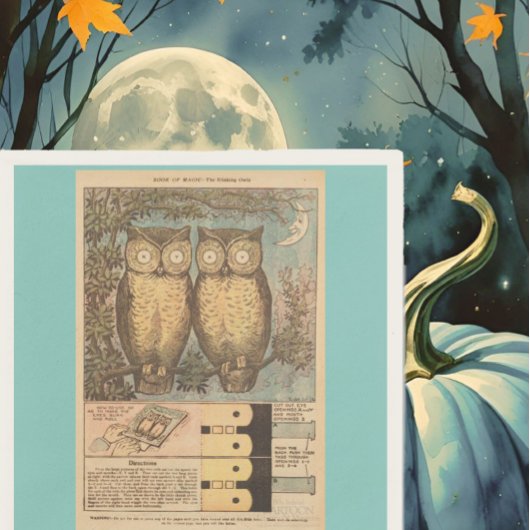 Vintage Uhu niedlich fallender Kind Handwerk Illus Serviette