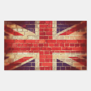 Vintage-UK-Flagge an einer Ziegelwand Rechteckiger Aufkleber