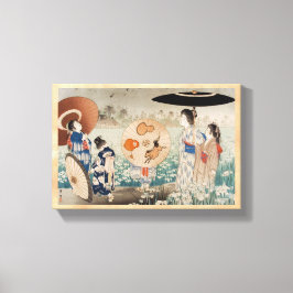 Vintage ukiyo-e japanese Damen mit Schirmkunst Leinwanddruck