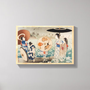 Vintage ukiyo-e japanese Damen mit Schirmkunst Leinwanddruck