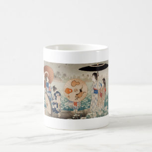 Vintage-Ukiyo-e-Japanische Damen mit Regenschirm-K Kaffeetasse
