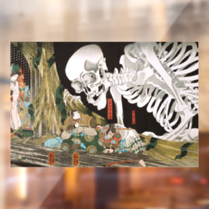 Vintage Ukiyo-e Kuniyoshi Skelett-Gespenst-Kunst Fensteraufkleber