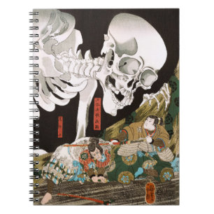 Vintage-Ukiyo-e-Kuniyoshi-Skelett-Gespenst-Kunst Notizblock