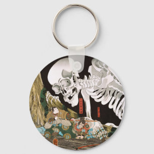 Vintage-Ukiyo-e-Kuniyoshi-Skelett-Gespenst-Kunst Schlüsselanhänger