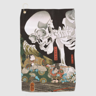 Vintage Ukiyo-e Kuniyoshi Skelett-Spukgeist-Kunst Golfhandtuch