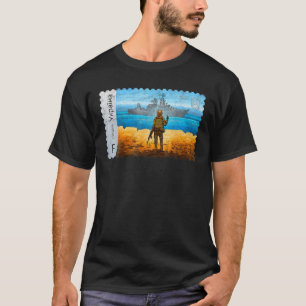 Vintage Ukraine Briefmarke Flagge Stolz Mutter T-Shirt