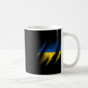 Vintage-Ukraine-Flagge mit Tigerscratch zerrissen Kaffeetasse