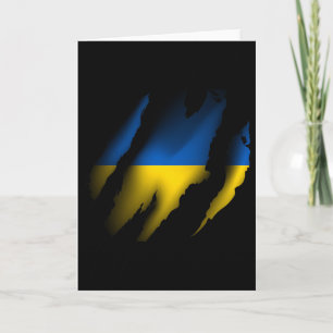 Vintage Ukraine-Flagge mit Tigerscratch zerrissen Karte