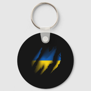 Vintage-Ukraine-Flagge mit Tigerscratch zerrissen Schlüsselanhänger