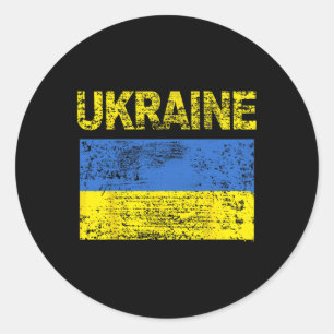 Vintage-Ukraine-ukrainische Flagge; abgenutzt  Runder Aufkleber