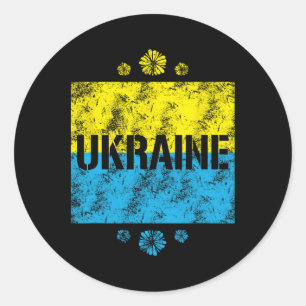 Vintage Ukraine Ukrainische Flagge Stolz 10 Runder Aufkleber