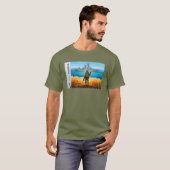 Vintage ukrainische Briefmarke Flaggenpatrone T-Shirt (Vorne ganz)