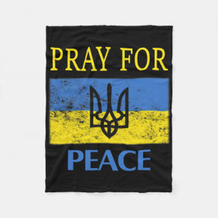Vintage ukrainische Flagge Bete für Frieden Bete f Fleecedecke