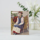 Vintage ukrainische Frau Postkarte (Stehend Vorderseite)