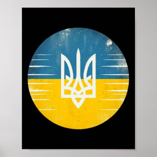 Vintage Ukrainischer Bynner Fan Ukraine Flagge Ret Poster