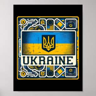 Vintage ukrainischer Nner Fan Ukraine-Flagge Retro Poster