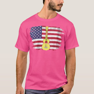 Vintage Ukulele mit amerikanischer Flagge - Für Or T-Shirt