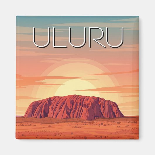 Vintage Uluru Australien Sonnenuntergang Magnet (Vorne)
