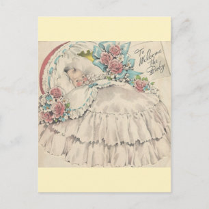 Vintage, um das Baby willkommen zu heißen Postkarte