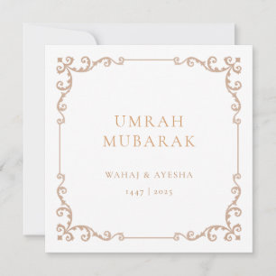 Vintage-Umrah-Mubarak-Braunrahmen-Grußkarte Feiertagskarte
