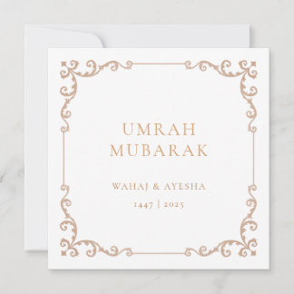 Vintage Umrah Mubarak Brown Frame Greeting Card Feiertagskarte