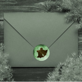 Vintage Umschlag Aufkleber von Grün und Braun