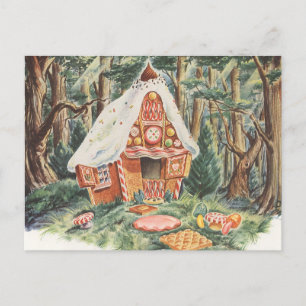 Vintage Umzugsankündigung, Hänsel und Gretel Haus Ankündigungspostkarte