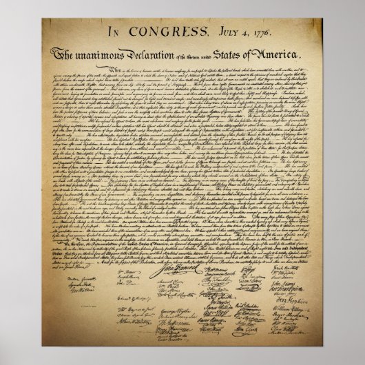 Vintage Unabhängigkeitserklärung Poster (Vorne)