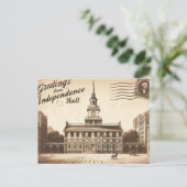 Vintage Unabhängigkeitshalle Postcard" Feiertagspostkarte (Stehend Vorderseite)