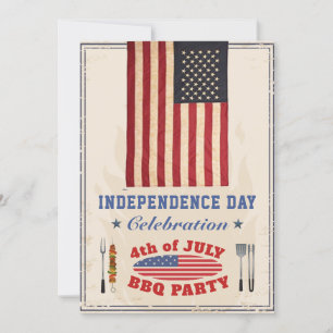 Vintage Unabhängigkeitstag 4. Juli BBQ-Party Einladung