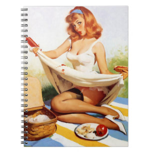 Vintage Unanständiges Picknick Pin Up Notizblock