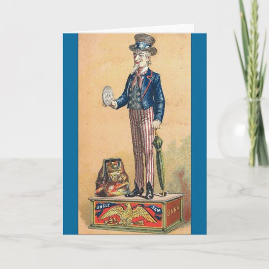 Vintage Uncle Sam Coin Bank Karte (Vorderseite)