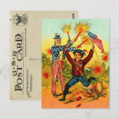 Vintage Uncle Sam Feuerwerkskörper Postkarte (Vorne/Hinten)