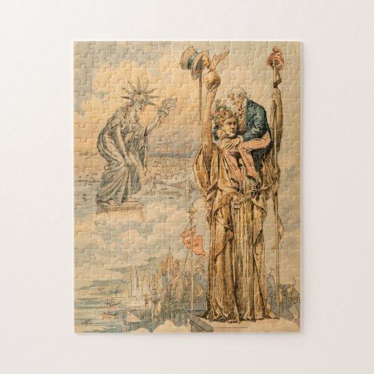 Vintage Uncle Sam Statue-Freiheits-Republik-Antike Puzzle (Vertikal)