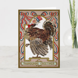 Vintage- Uncle-Sam-Truthahn-Thanksgiving-Karte Feiertagskarte