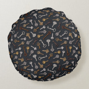 Vintage und antike Tasten Rundes Kissen