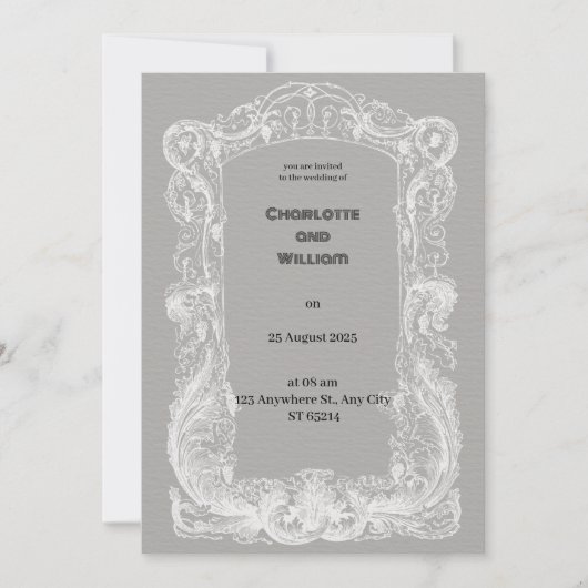 Vintage und elegante Einladung zur Hochzeit (Vorderseite)