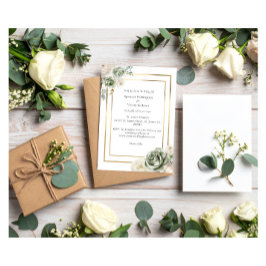 Vintage und elegante Green Gold Micro Wedding Einladung