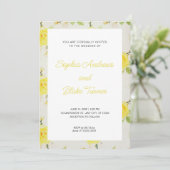 Vintage und elegante Hochzeit der gelben Blüte Einladung (Stehend Vorderseite)
