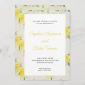 Vintage und elegante Hochzeit der gelben Blüte Einladung (Vorne/Hinten)