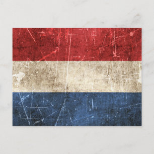 Vintage und gekratzte Flagge der Niederlande Postkarte