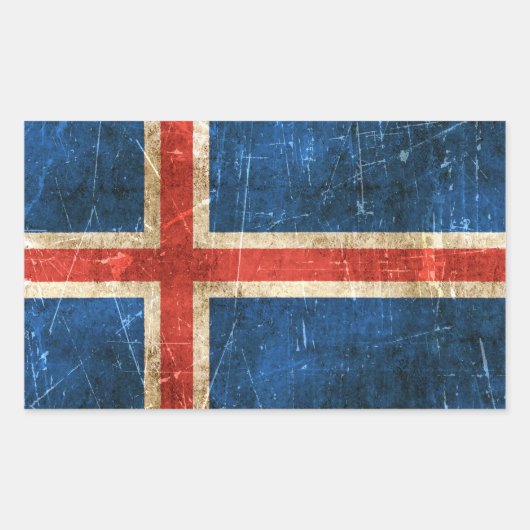 Vintage und gekratzte Flagge Islands Rechteckiger Aufkleber (Vorderseite)