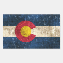 Vintage und kratzfeste Flagge Colorado Rechteckiger Aufkleber