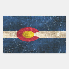 Vintage und kratzfeste Flagge Colorado Rechteckiger Aufkleber
