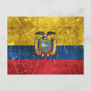 Vintage und kratzfeste Flagge Ecuadors Postkarte