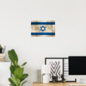 Vintage und kratzfeste Flagge Israels Poster (Heimbüro)