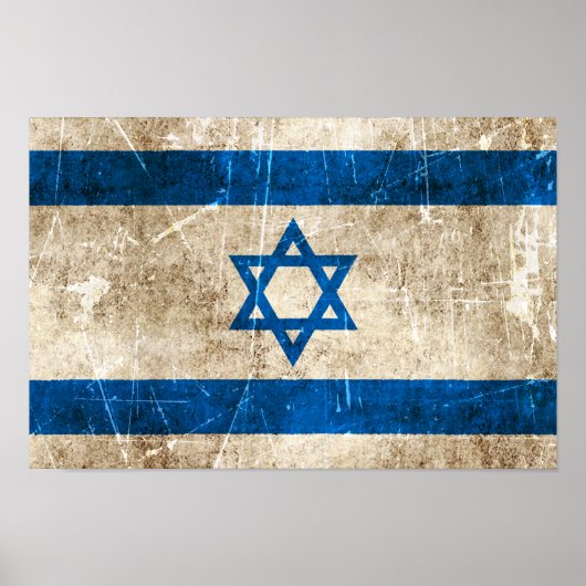 Vintage und kratzfeste Flagge Israels Poster (Vorne)