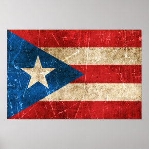 Vintage und kratzfeste Flagge von Puerto Rico Poster