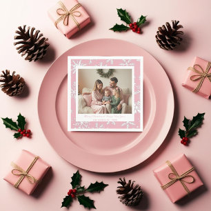 Vintage und moderne Schneeflocken in Rosa und Weiß Serviette